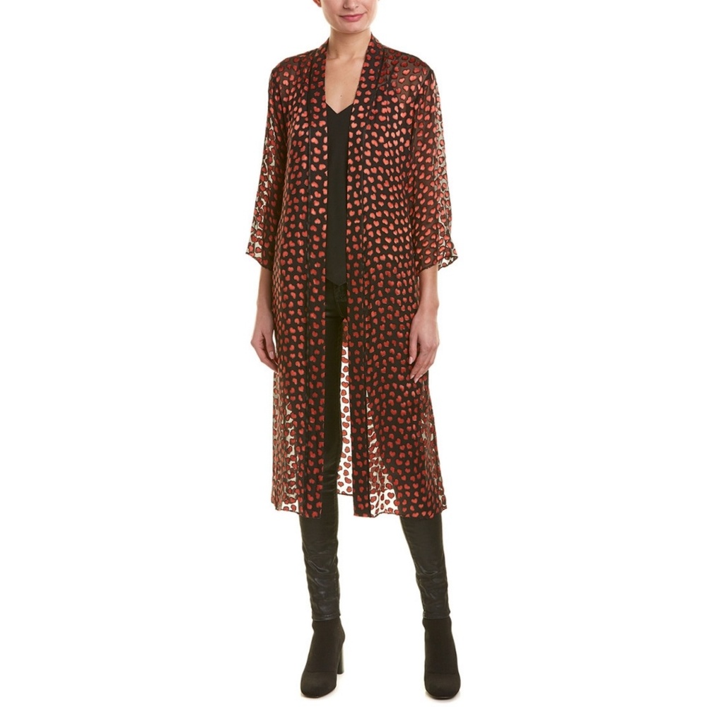 Alice + Olivia Maylin Hearts Silk Kimono Robe Xs/S